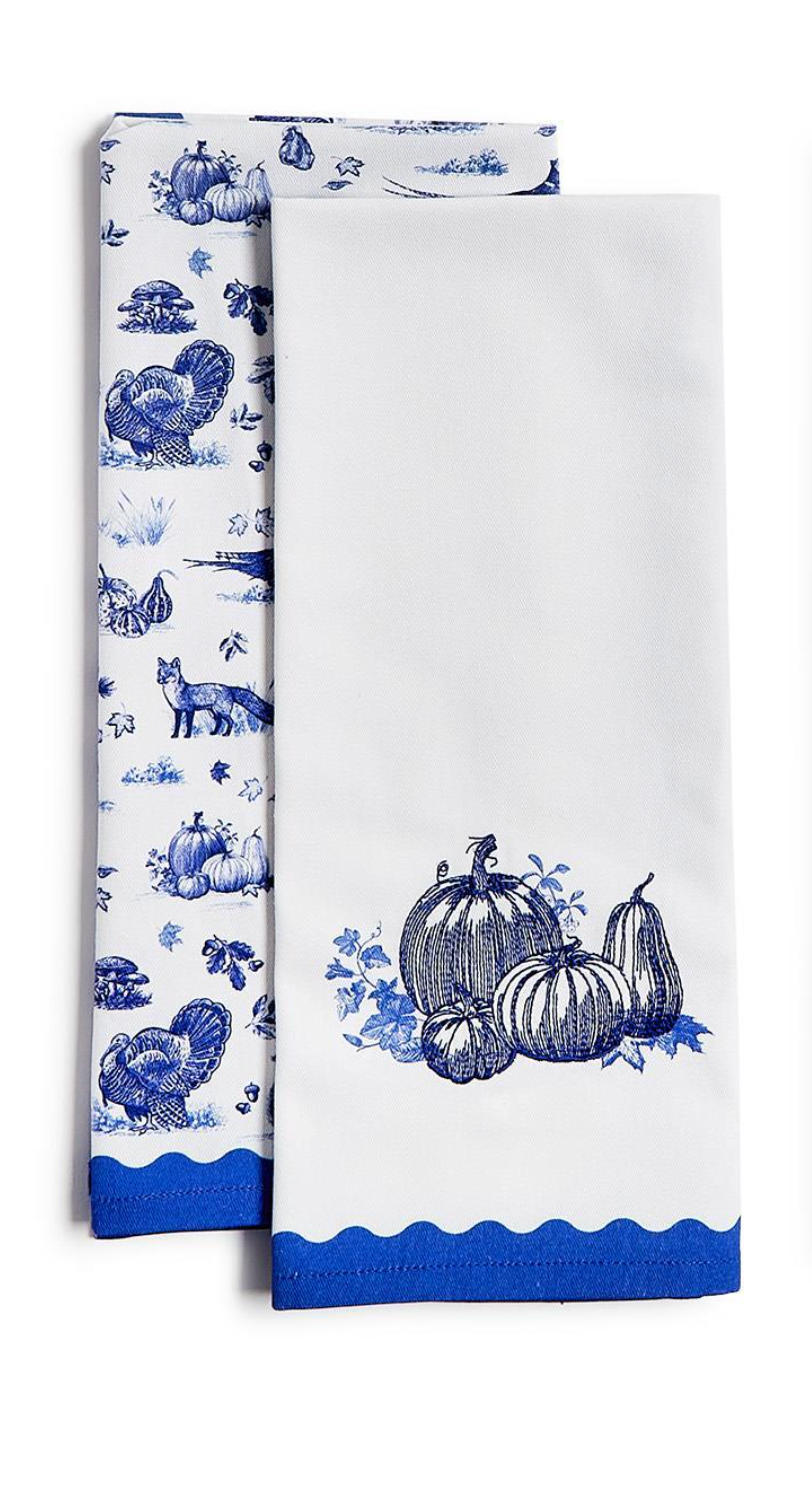 Blue Toile Set of 2 Dish Towels