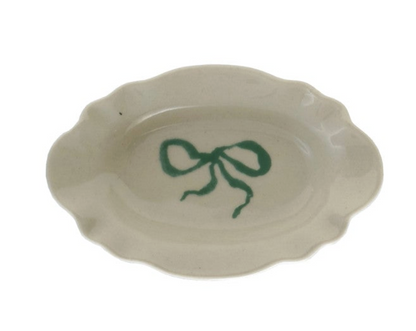Stoneware Scalloped Dish with Bow