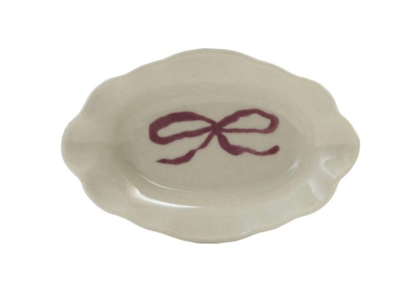 Stoneware Scalloped Dish with Bow