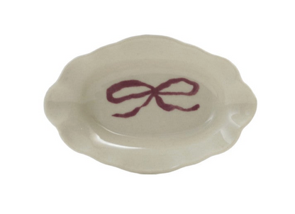Stoneware Scalloped Dish with Bow