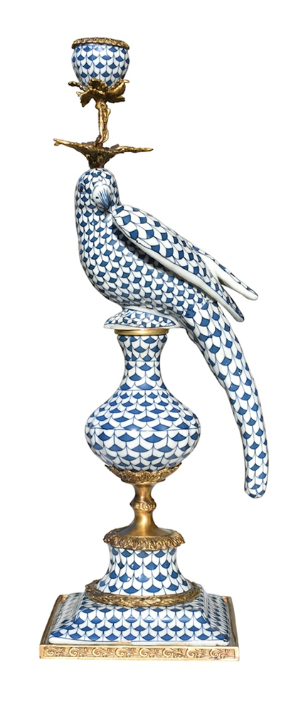 Blue & White Fish-Scale Porcelain Candle Holder