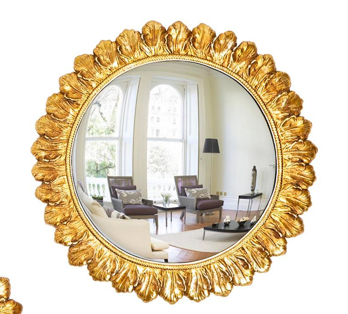 Gold Leaf Convex Wall Mirror