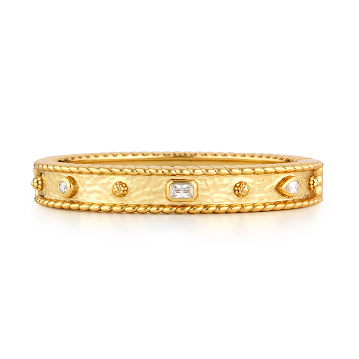 Berry Gem Hinged Bangle, Clear CZ