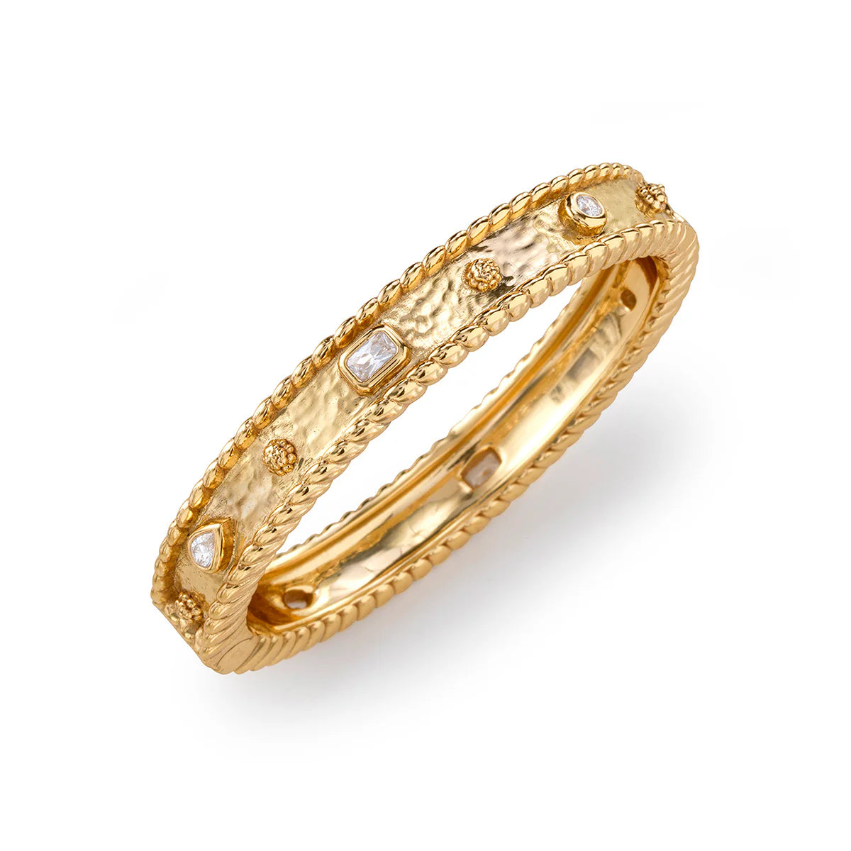 Berry Gem Hinged Bangle, Clear CZ