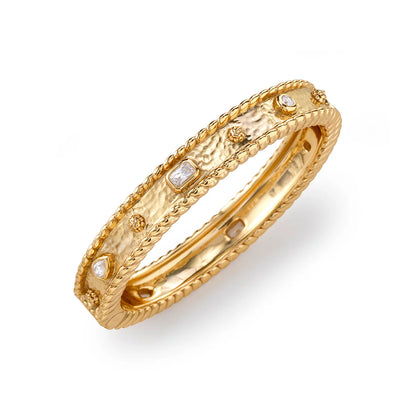 Berry Gem Hinged Bangle, Clear CZ