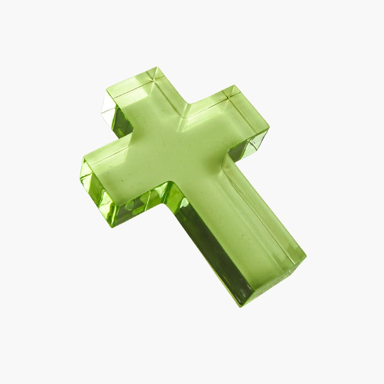 Green Small Cross Acrylic Weight