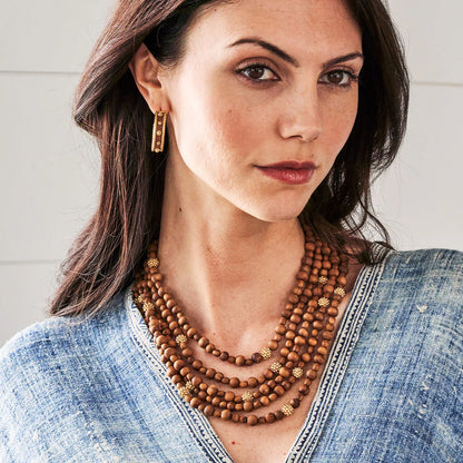 Berry Medium Hoop Earrings, Teak