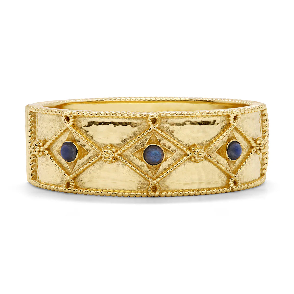 Victoria Hinged Bangle in Hmmrd Gold,Blue Lab