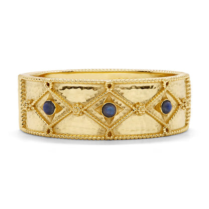 Victoria Hinged Bangle in Hmmrd Gold,Blue Lab