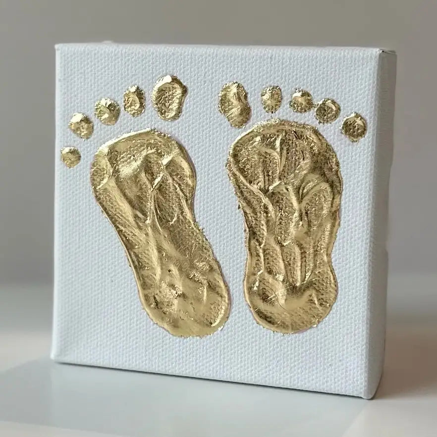 Painted Gold Baby Feet (White) 4x4 Canvas