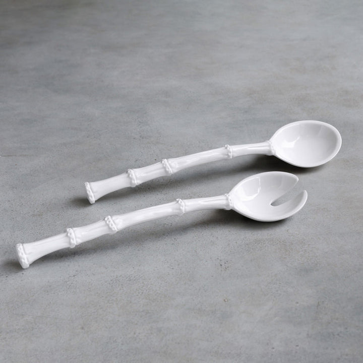 VIDA Bamboo Lg Salad Servers (White)