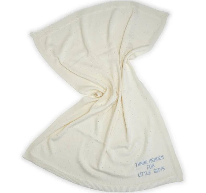 Thank Heaven Embroidered Knit Blanket