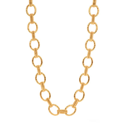 Cleopatra Grande Link Necklace in Hammered Gold