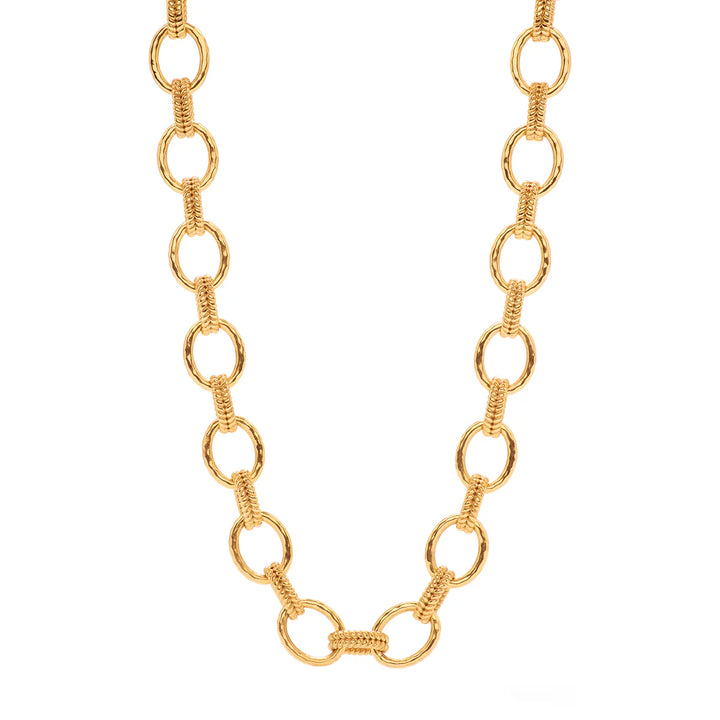Cleopatra Grande Link Necklace in Hammered Gold