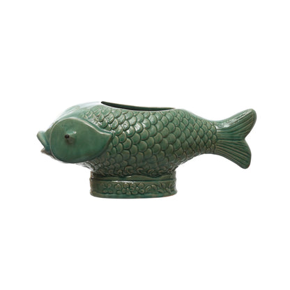 Debossed Stoneware Fish Planter (Each One Will Vary)
