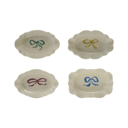 Stoneware Scalloped Dish with Bow