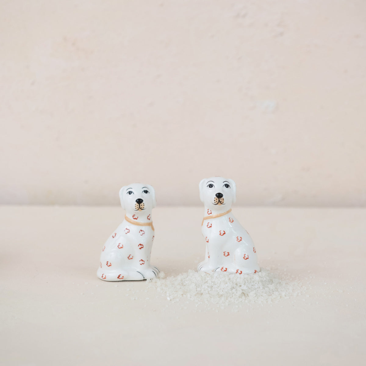 Ceramic Dog Shaped Salt & Pepper Shakers Pair
