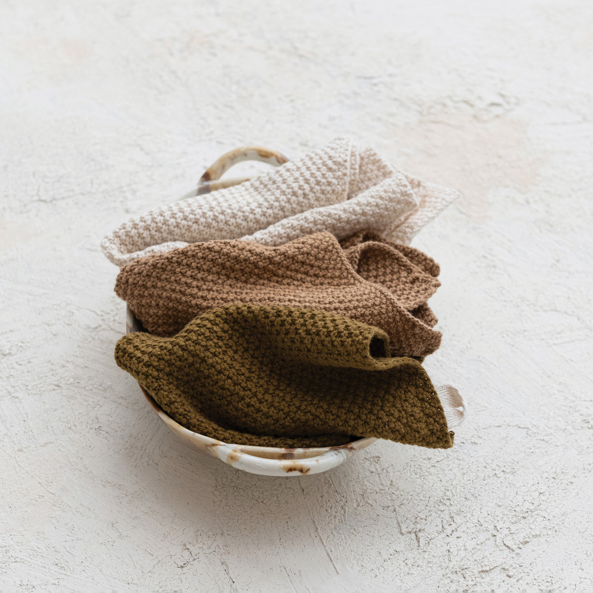 Cotton Knit Dish Cloths Set of 3