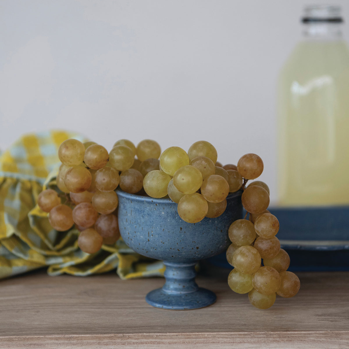 Stoneware French Blue Pedestal Bowl