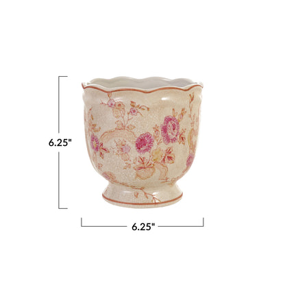 Hand-Painted Stoneware Planter