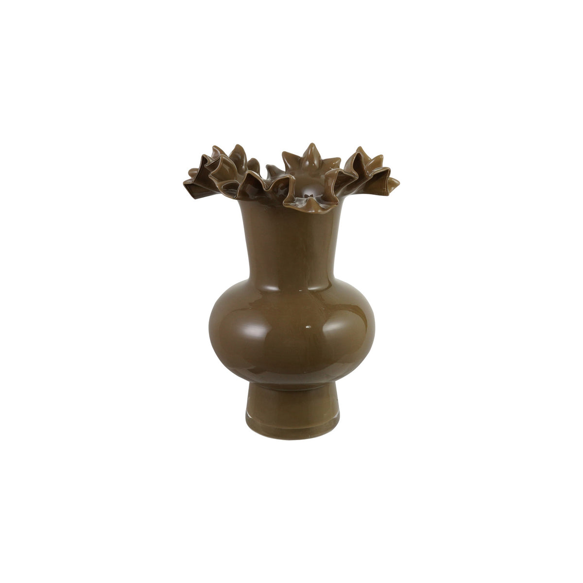 Glass Footed Ruffled Vase