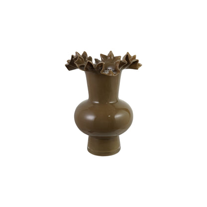 Glass Footed Ruffled Vase