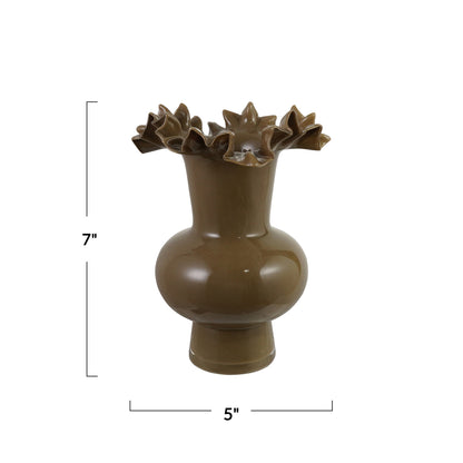 Glass Footed Ruffled Vase