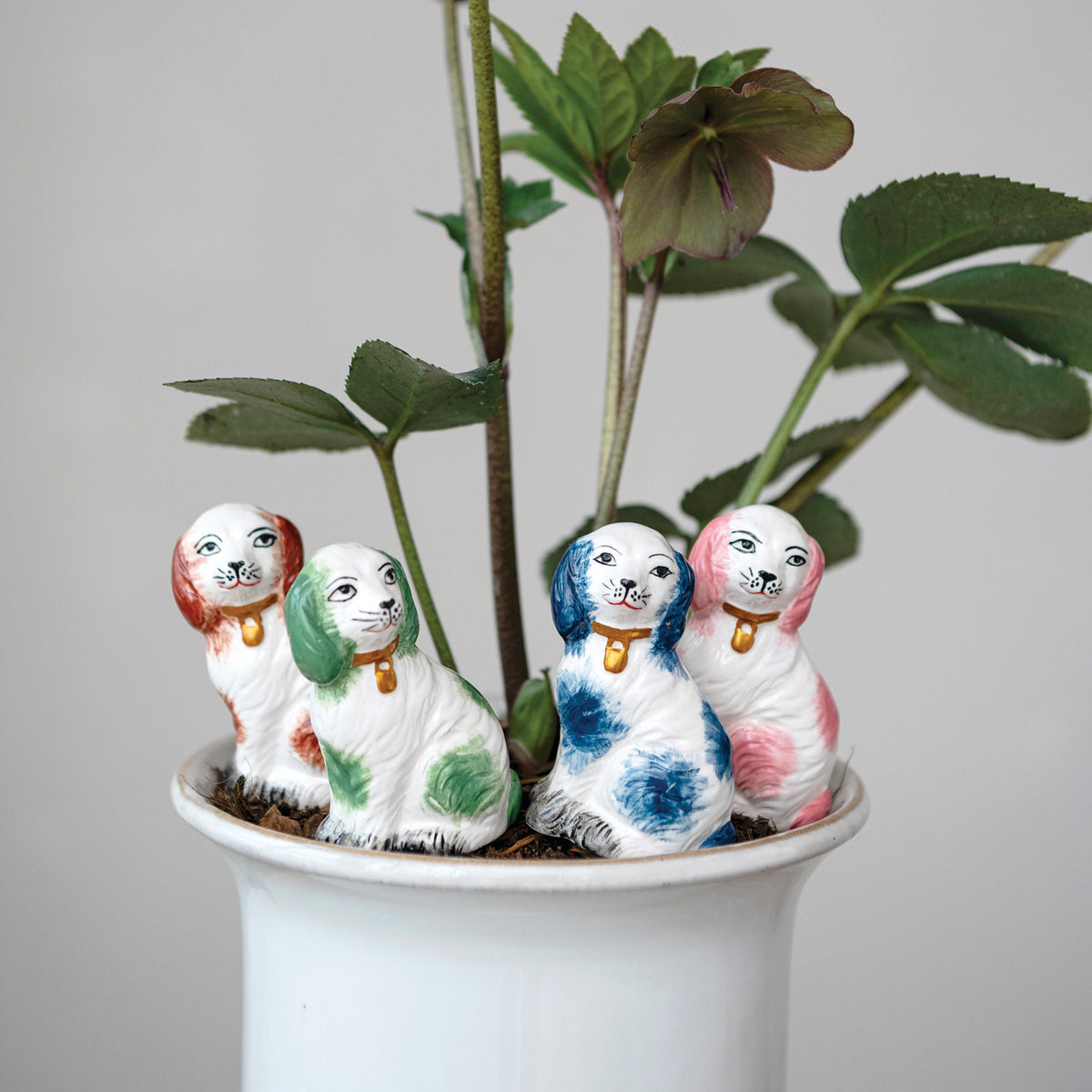 Stoneware Staffordshire Dog Plant Stake