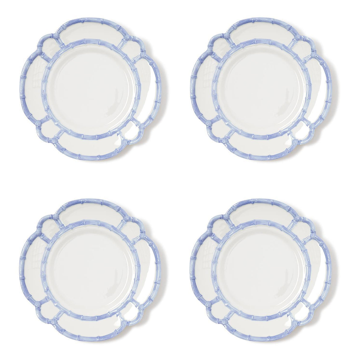 French Blue Bamboo Melamine Dinner Plate Set of 4
