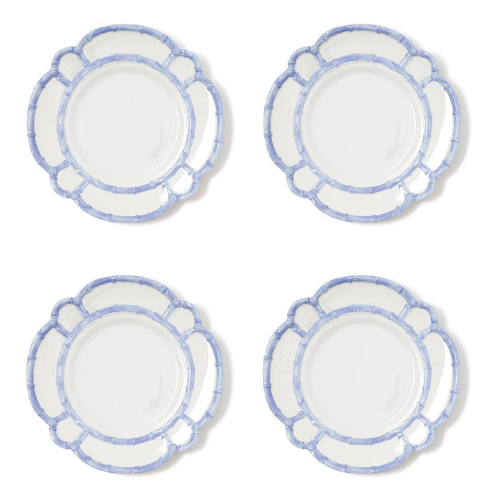 French Blue Bamboo Melamine Dinner Plate Set of 4
