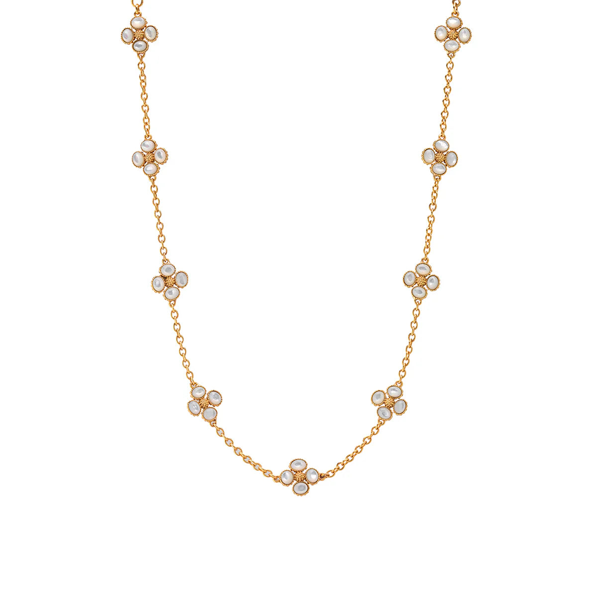 Berry Clover Double Sided Necklace, 16"+2" - MOP