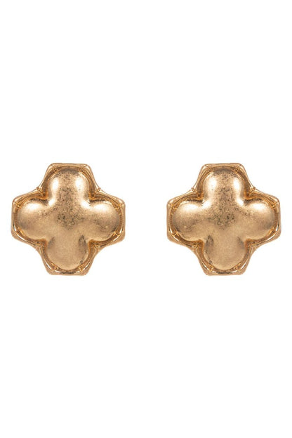 Clover Domed Bamboo Frame Titanium Post Earrings