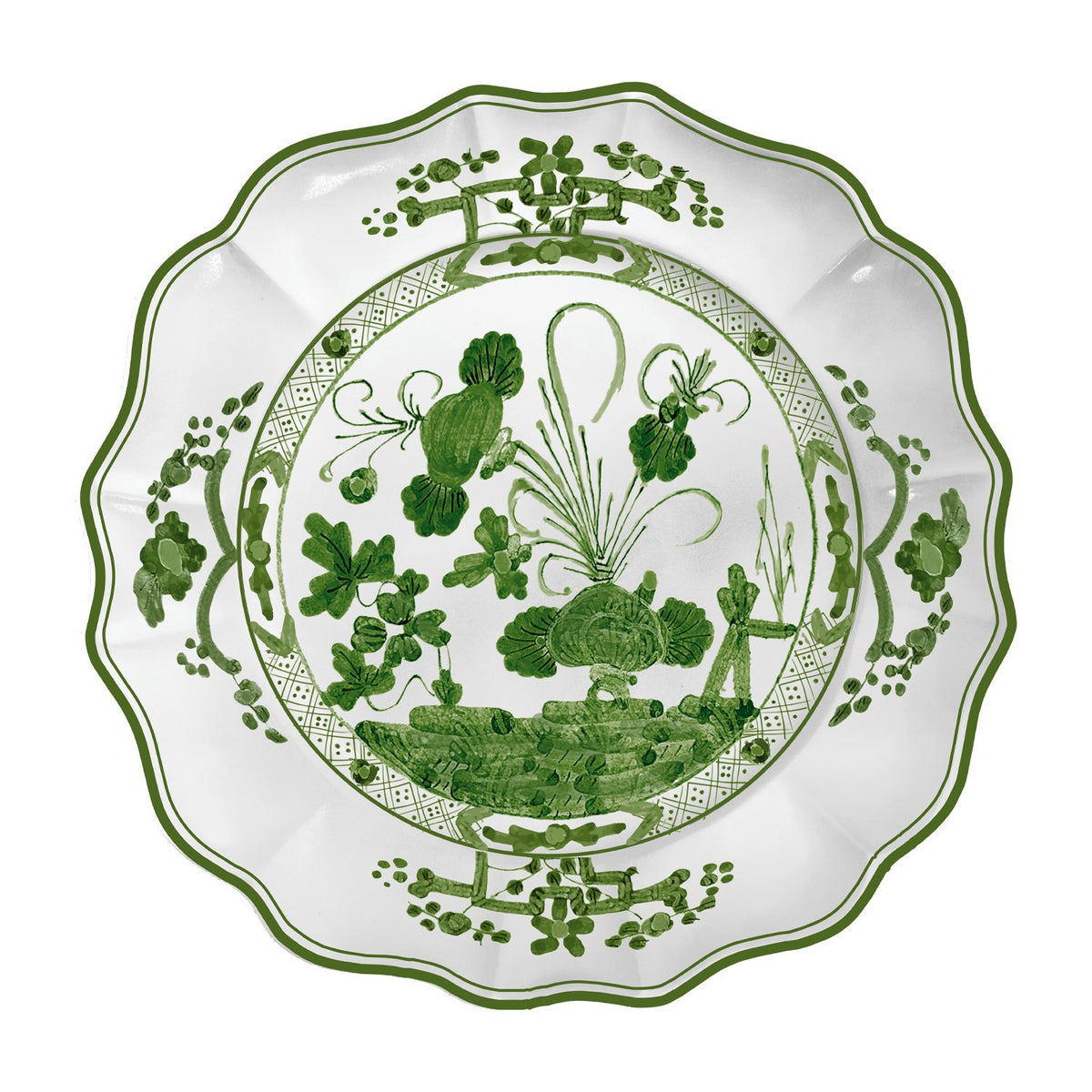 VIDA Faenza Round Platter 13" Green & White