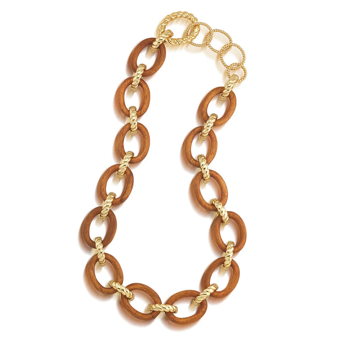 Earth Goddess Link Necklace, 17"+2" - Teak