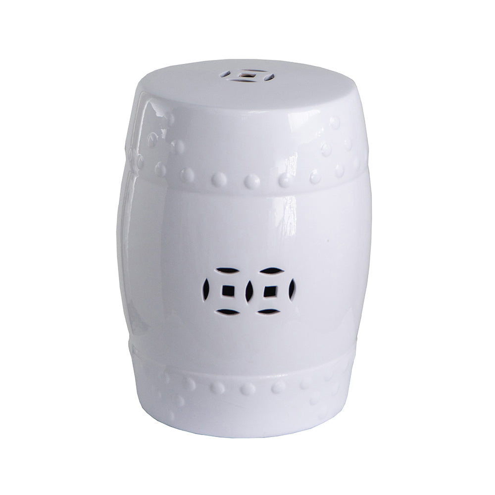 Zella Garden Stool, White
