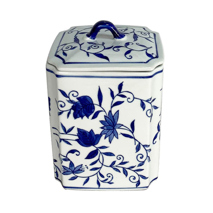 Ceramic 8" H Box Jar with Lid, Blue