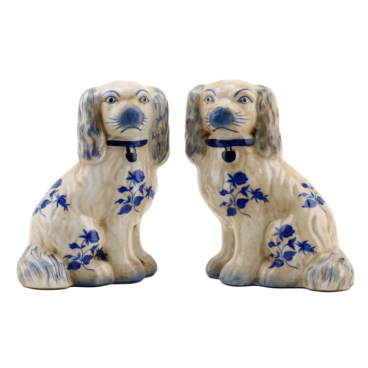 Staffordshire Dogs- Blue Floral 6"