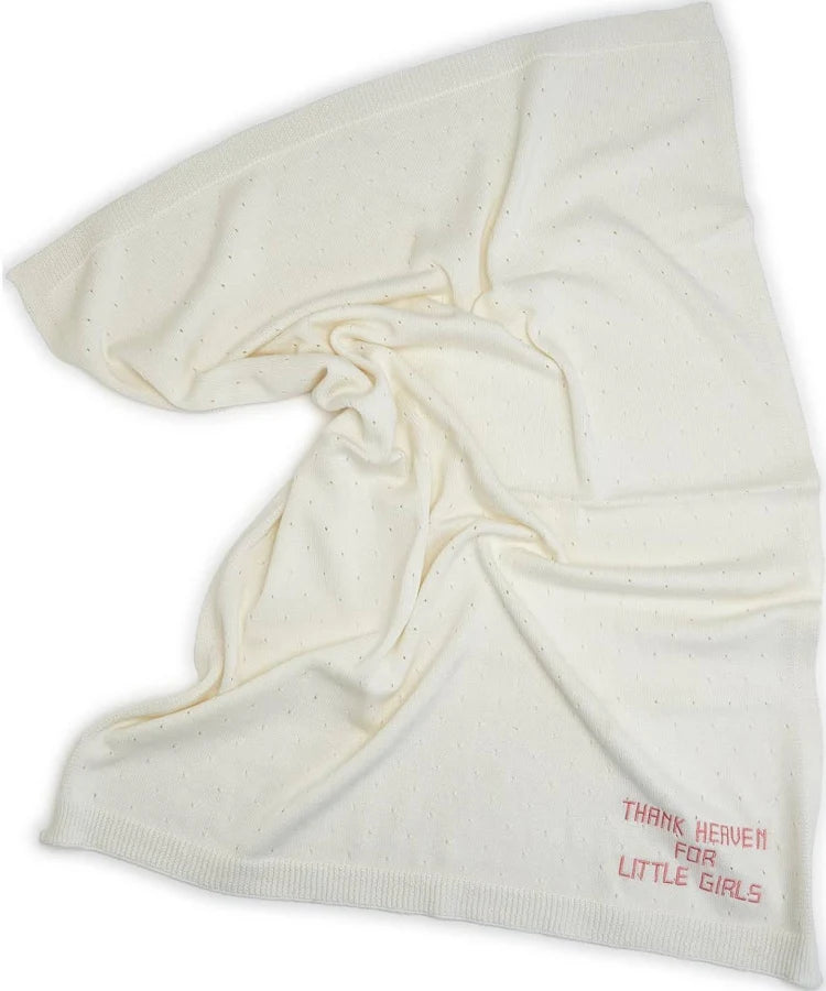 Thank Heaven Embroidered Knit Blanket