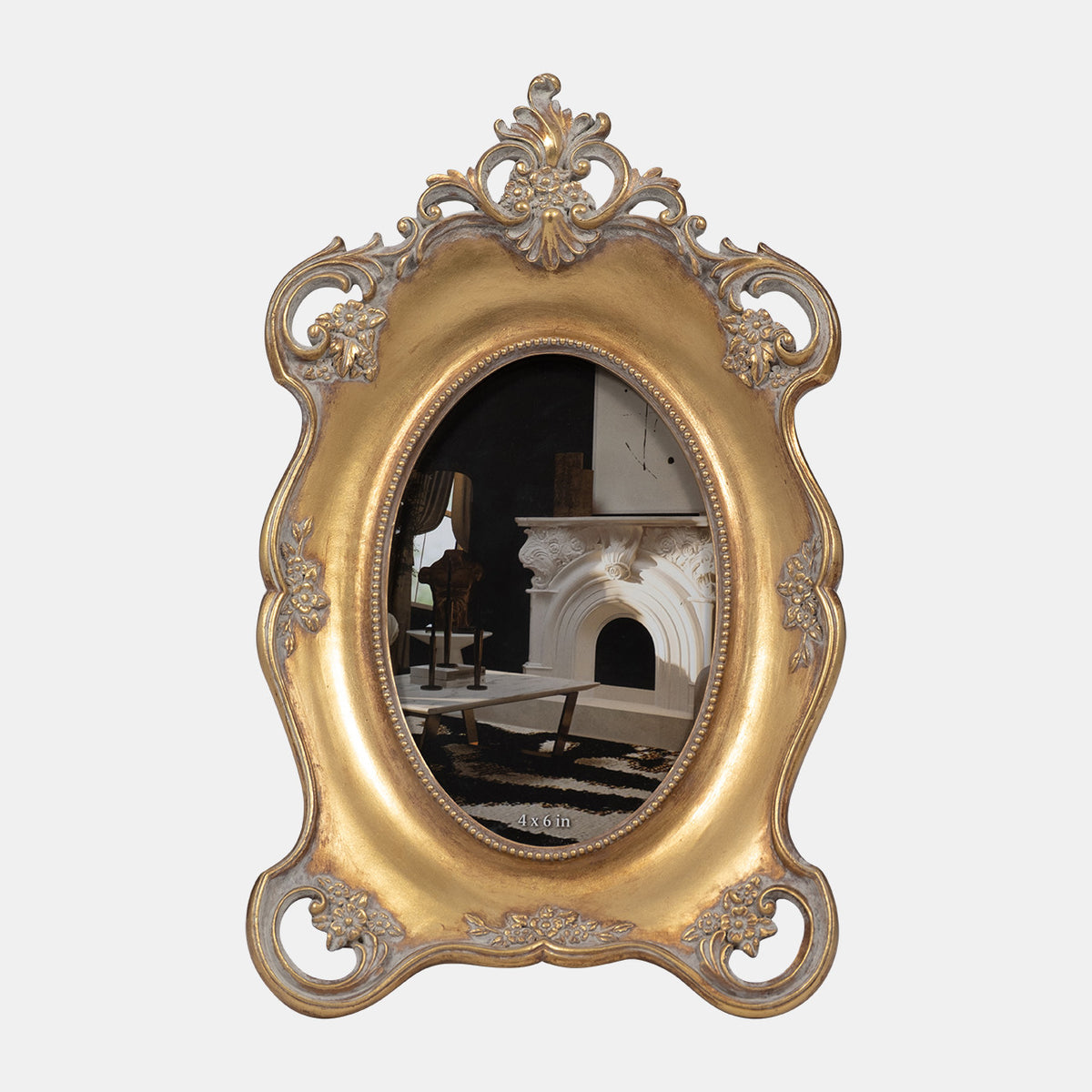 Resin 4x6 Baroque Photo Frame, Gold
