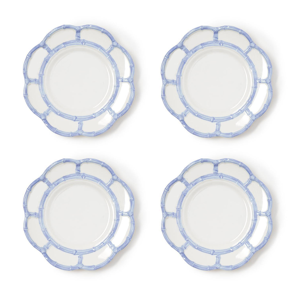 French Blue Bamboo Melamine Salad/Dessert Plate Set of 4