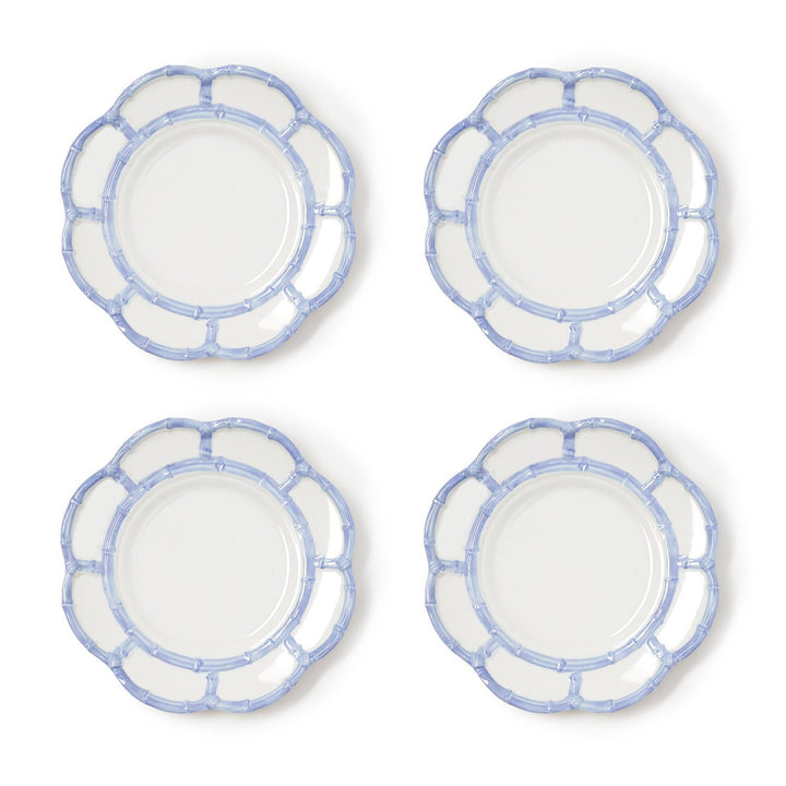 French Blue Bamboo Melamine Salad/Dessert Plate Set of 4