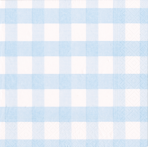 Gingham Light Blue Napkin Cocktail