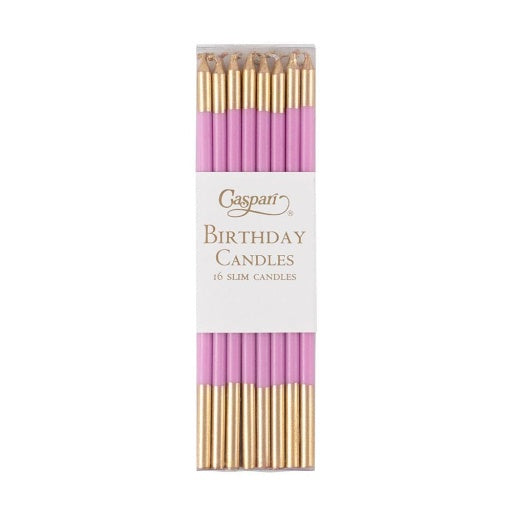 Birthday Slims-Candy Pink/Gold Candle Birthday Slims 16-In