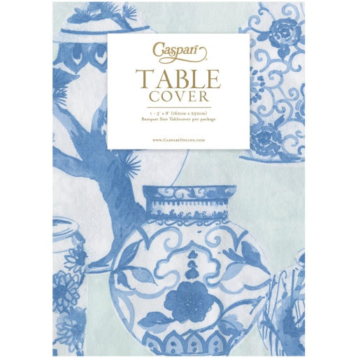 Glazed Porcelain Celadon-Ppr Linen Print Airlaid Tablecover 5.2'X8.2