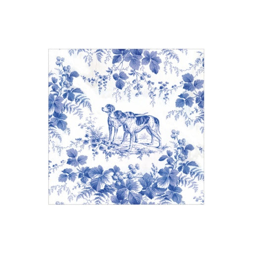 Hunting Toile Blue Cocktail Napkins - includes 20 Cocktail Napkins