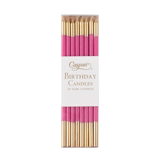 Birthday Slims-Fuchsia/Gold Candle Birthday Slims 16-In