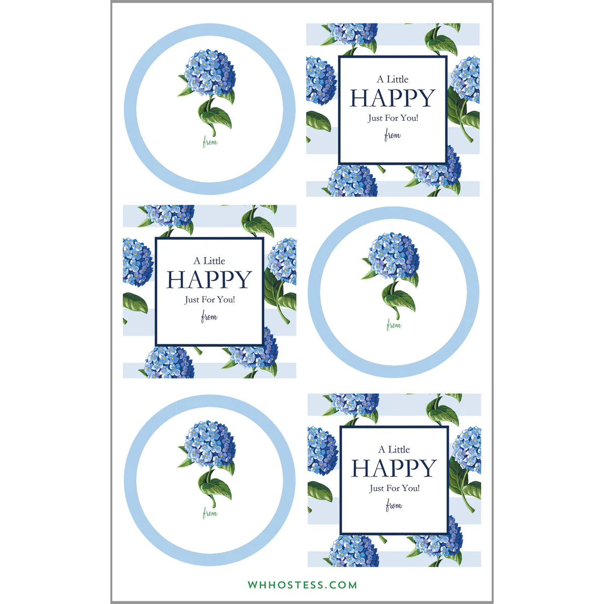 Gift Sticker Sheets - Blue Hydrangeas