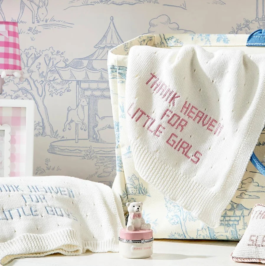 Thank Heaven Embroidered Knit Blanket