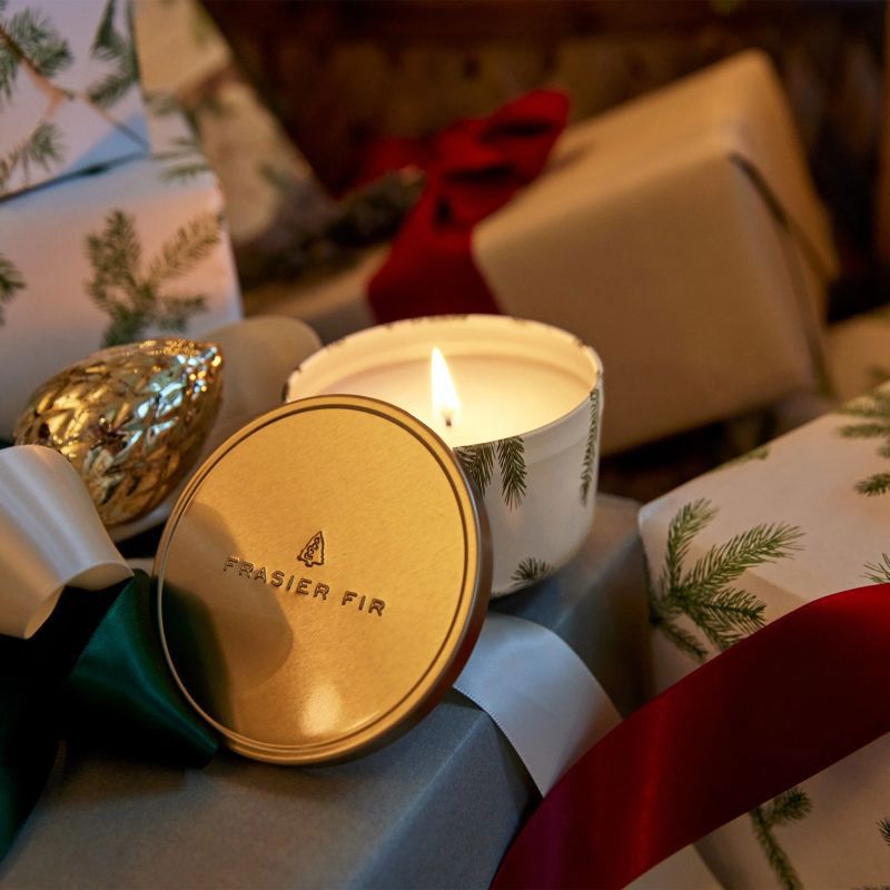 Frasier Fir Poured Candle Tin  Gold Lid