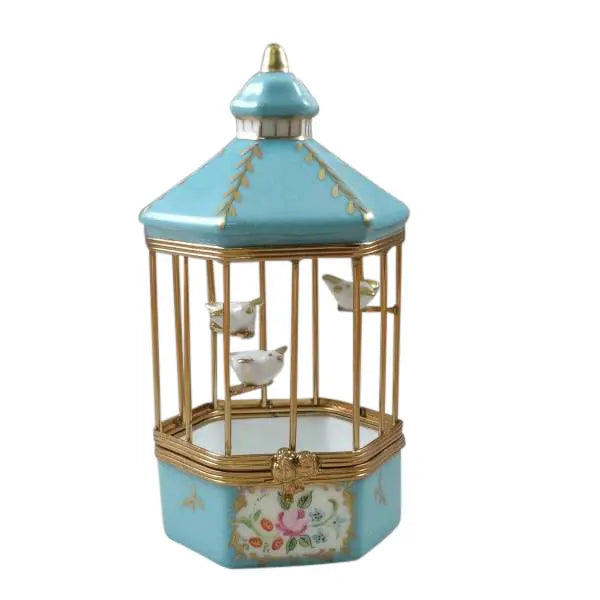 Tiffany Blue Bird Cage with 3 Gold Birds